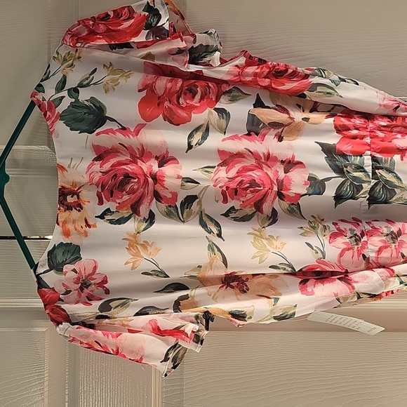 NWT Julia Jordan Floral High-Low Faux Wrap Dress Size 14 Ivory Multi - Picture 13 of 16